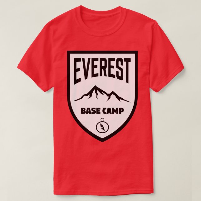 Everest Base Camp Shield Black and White T-Shirt (Design Front)