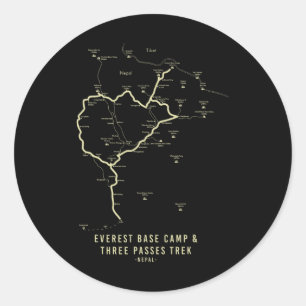 Everest Base Camp Trek Everest Hiking Map Classic Round Sticker