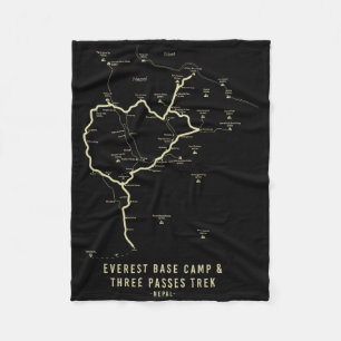 Everest Base Camp Trek Everest Hiking Map Fleece Blanket