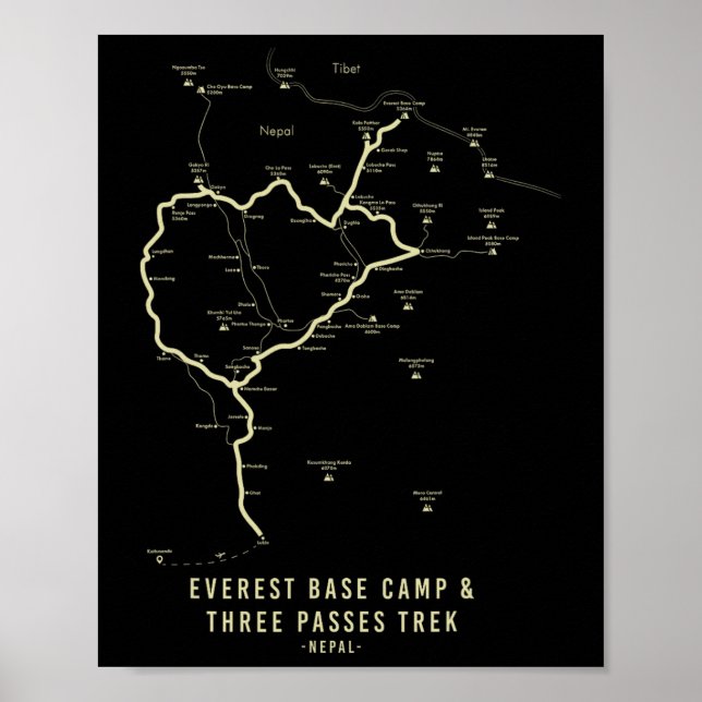 Everest Base Camp Trek Everest Hiking Map  Poster (Front)