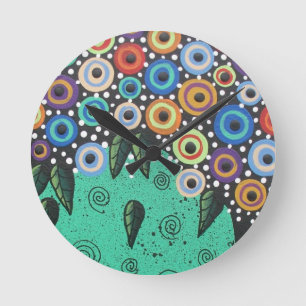 Everett_ Day Of The Dead, Bird Art, Funny, Cute Round Clock