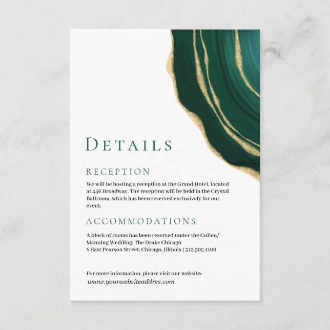 Everglade green agate gemstone  enclosure card (Front)