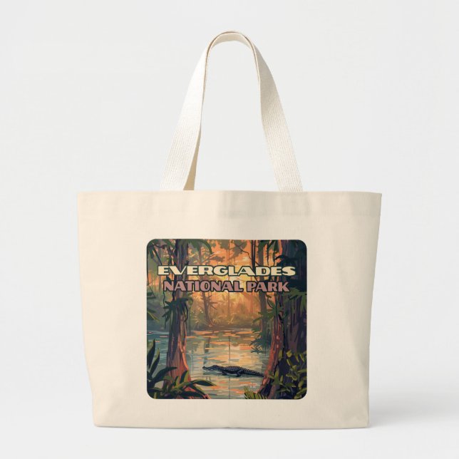 Everglades National Park Alligator Swamp Florida Large Tote Bag (Front)