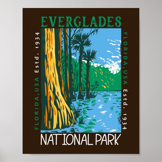  Everglades National Park Florida Distressed Retro Poster (Front)