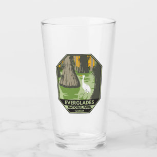 Everglades National Park Florida Egret Vintage Glass
