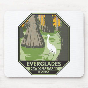 Everglades National Park Florida Egret Vintage  Mouse Pad