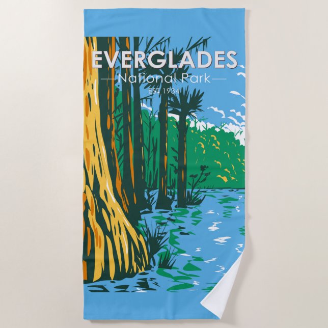  Everglades National Park Florida Vintage Beach Towel (Front)