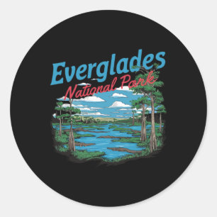 Everglades National Park Illustration Hiking Retro Classic Round Sticker