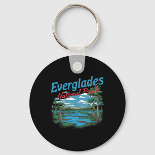 Everglades National Park Illustration Hiking Retro Key Ring