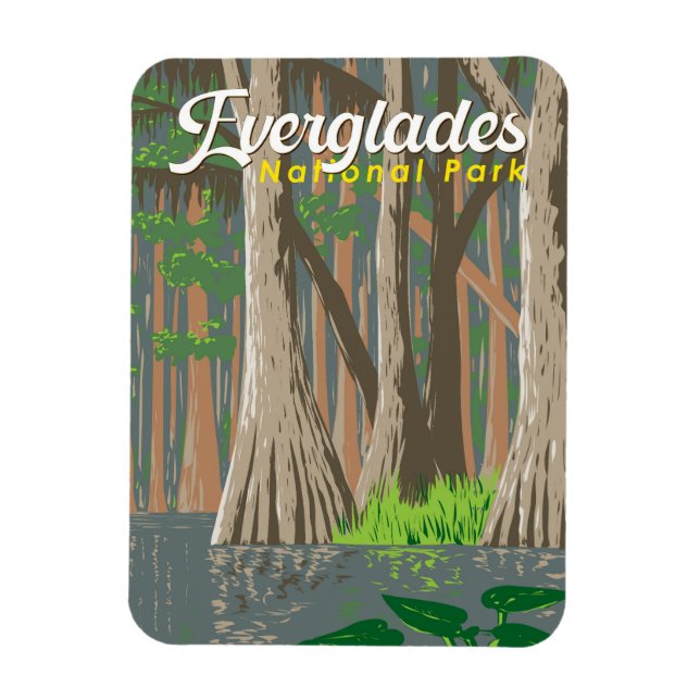 Everglades National Park Illustration Travel Art Magnet (Vertical)