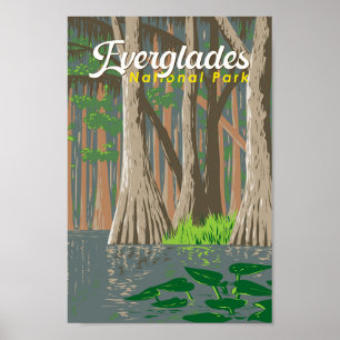 Everglades National Park Illustration Travel Art Poster