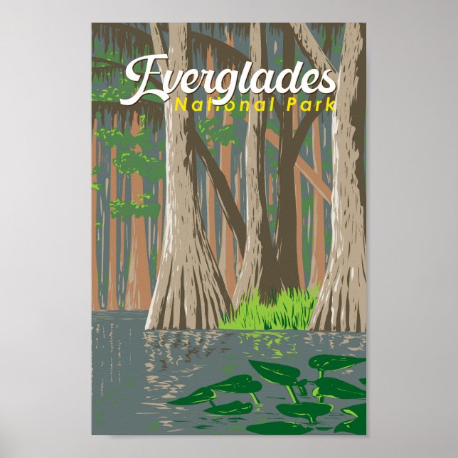 Everglades National Park Illustration Travel Art Poster (Front)