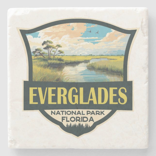 Everglades National Park Illustration Travel Art Stone Coaster (Front)