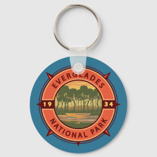 Everglades National Park Sunset Retro Compass Key Ring