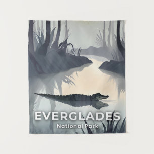 Everglades National Park Watercolor Alligator Tapestry