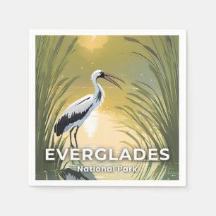 Everglades National Park Watercolor Stork Napkin