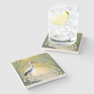 Everglades National Park   Watercolor Stork Stone Coaster