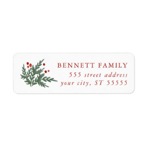 Evergreen and Berries Return Address Label