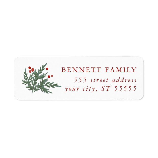 Evergreen and Berries Return Address Label (Front)