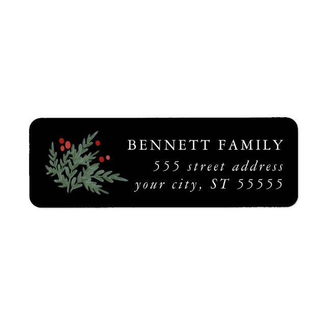 Evergreen and Berries Return Address Label (Front)