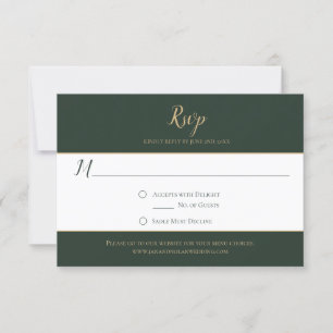 Evergreen and Gold RSVP Cards