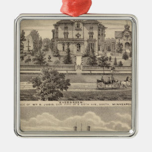 Evergreen and Guilford Place, Minnesota Metal Ornament