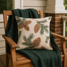 Evergreen and  Pinecone  Porch / Patio   Cushion