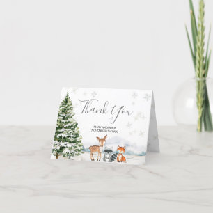 Evergreen Animal Winter Onederland Folded Thank You Card