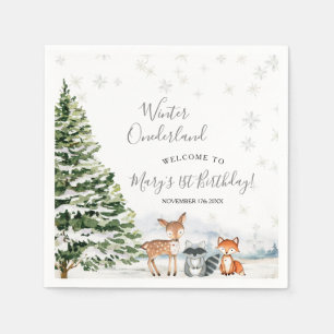 Evergreen Animal Winter Onederland Paper Napkin