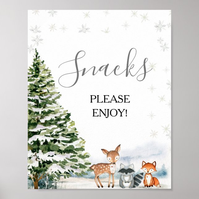 Evergreen Animal Winter Onederland Snacks Sign (Front)