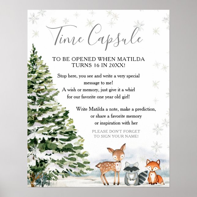 Evergreen Animal Winter Onederland Time Capsule Poster (Front)