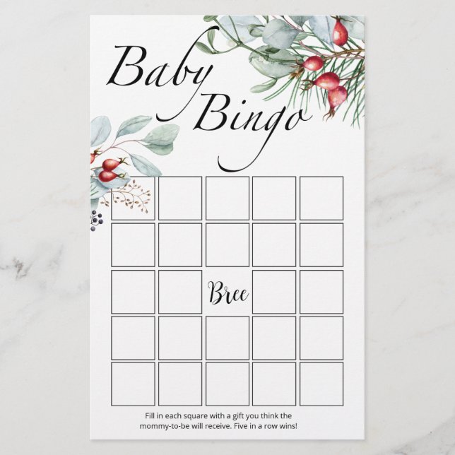 Evergreen baby bingo game (Front)