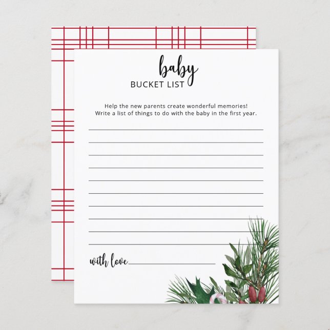 Evergreen Baby bucket list game (Front/Back)