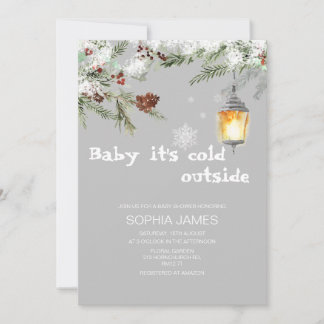 Evergreen Baby it's cold outside baby shower Invitation