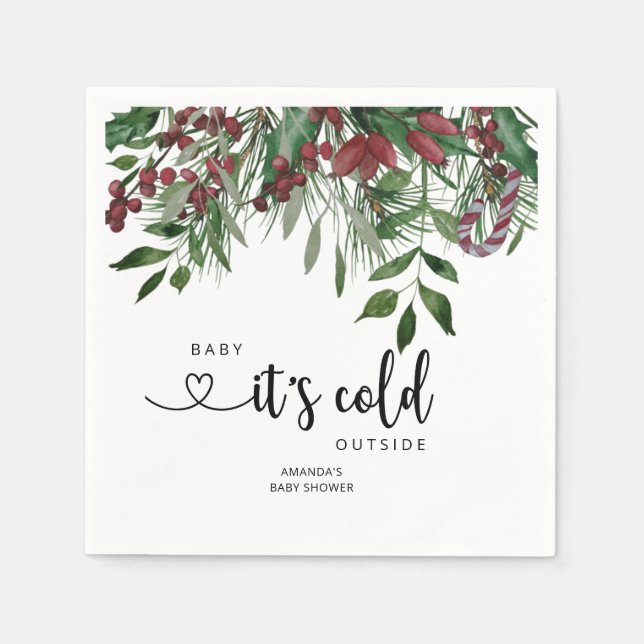 Evergreen Baby it's cold outside Napkin (Front)