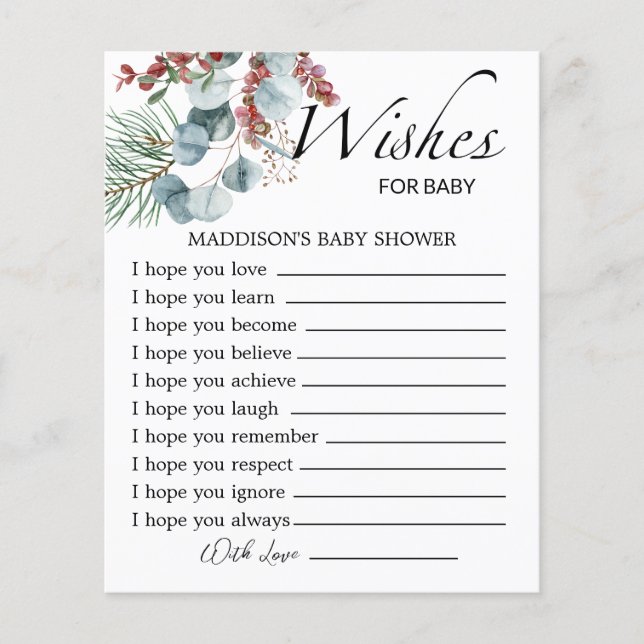 Evergreen baby it's cold outside wishes for baby  (Front)