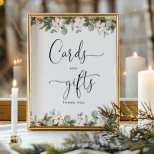 Evergreen baby shower cards and gifts poster