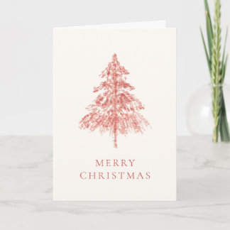 Evergreen Blush Pink Christmas Tree Personalised Card
