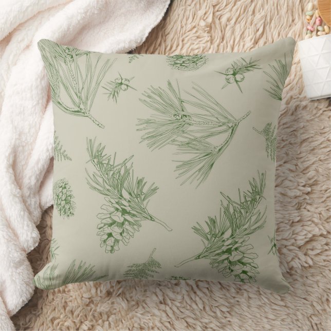 Evergreen Botanical Pine Cone Pattern Cushion (Blanket)
