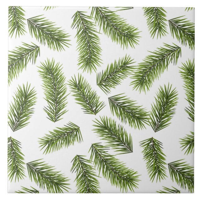 Evergreen Branch Pattern  Ceramic Tile (Front)