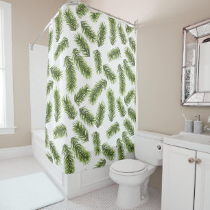 Evergreen Branch Pattern  Shower Curtain
