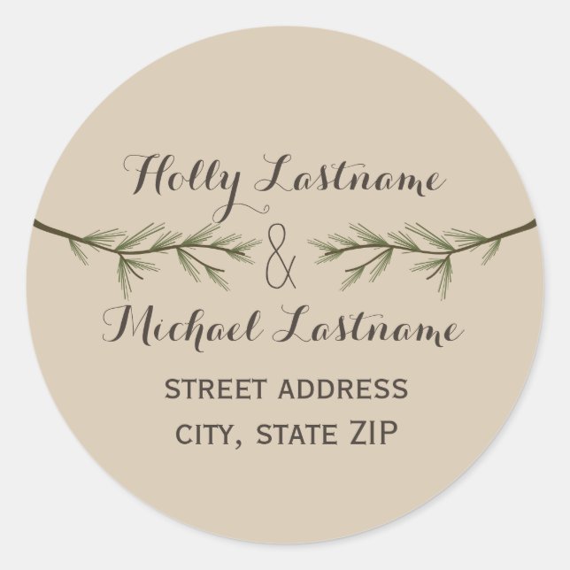 Evergreen Branches Address Sticker (Front)