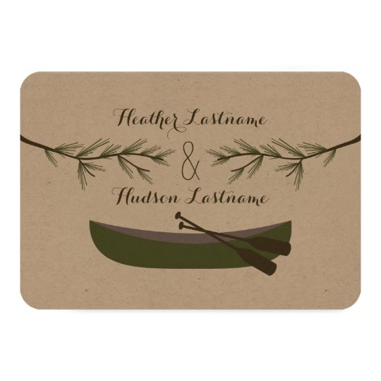 Evergreen Branches + Canoe Wedding R.S.V.P. Card
