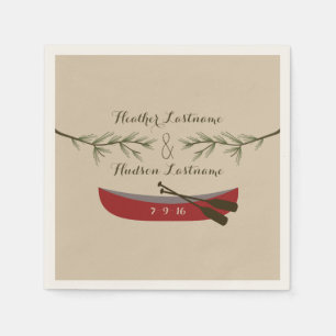Evergreen Branches + Red Canoe Wedding  Napkin