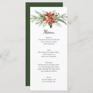 Evergreen Branches Red Poinsettia Wedding Menu