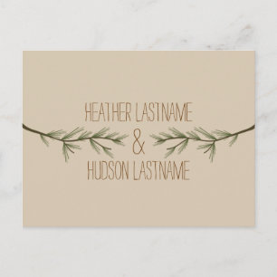 Evergreen Branches Rustic Save The Date Announcement Postcard