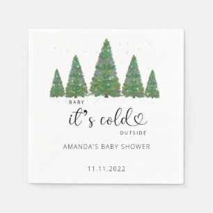 Evergreen Christmas Baby it's cold outside Napkin