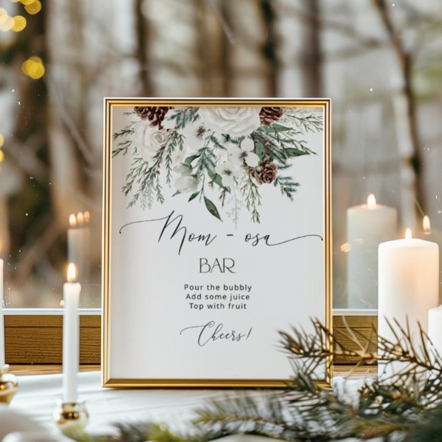Evergreen Christmas baby shower mum-osa bar Poster (Creator Uploaded)