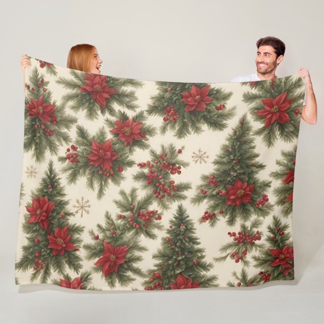 Evergreen Christmas Charm Fleece Blanket (In Situ)