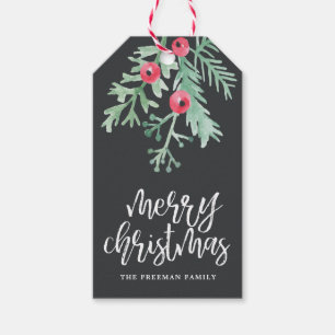 Evergreen Christmas Holiday Gift Tag Slate